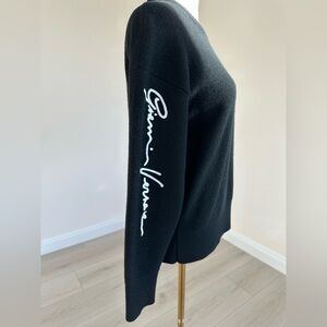 Versace Women’s  Logo Embroidery Long Sleeve Knit Sweater Black | Size 36
